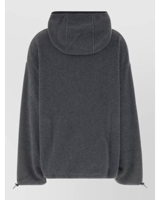 Miu Miu Black Oversize Hooded Sweatshirt Side Pockets