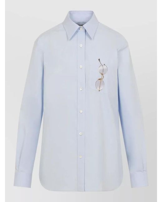 Moschino Blue Cotton Long-Sleeve Shirt