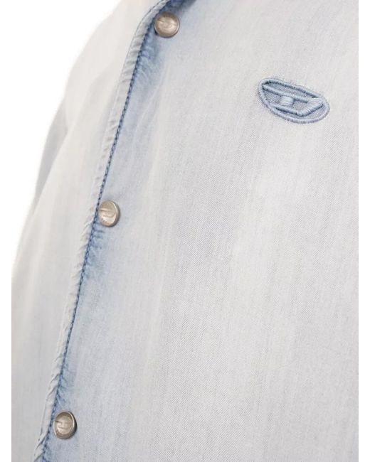 DIESEL White Short Sleeves Shirt Spread Collar Nylon Silk for men