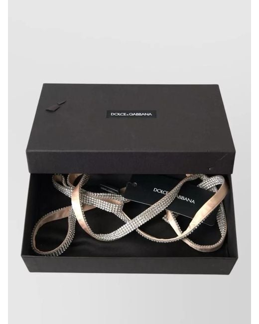 Dolce & Gabbana White Silk Crystal Bow Waist Belt