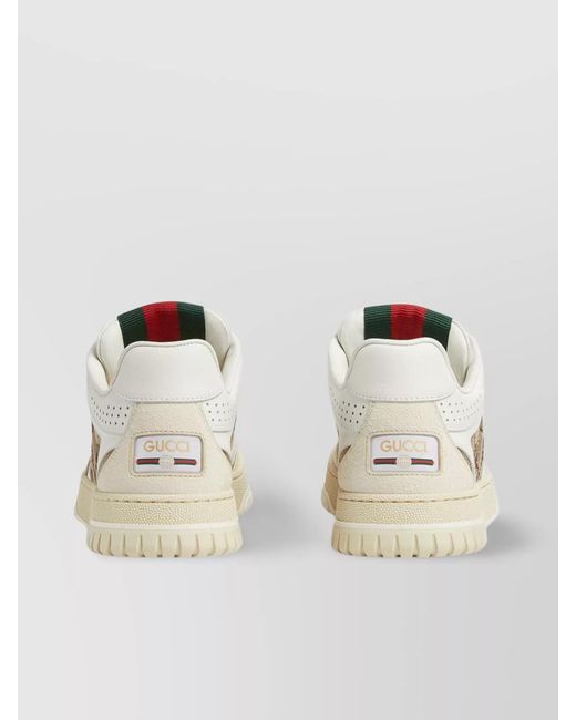 Gucci White Leather And Gg Supreme Fabric Low-Top Sneakers