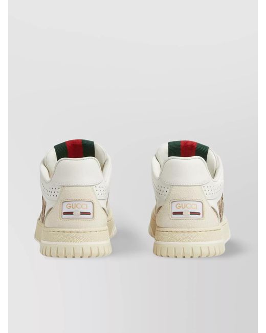 Gucci White Leather And Gg Supreme Fabric Low-Top Sneakers