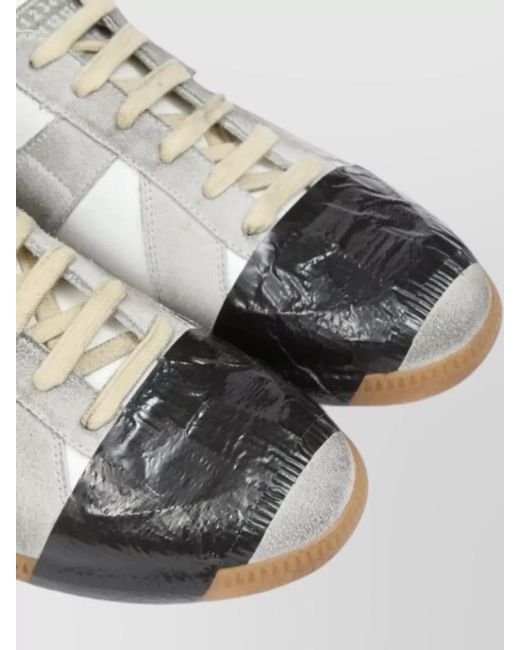 Maison Margiela Metallic Lace Up Low Top Sneakers Rubber Sole