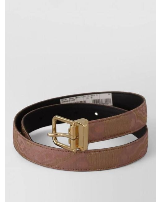 Dolce & Gabbana Brown Logo Engraved Leather Metal Buckle Belt