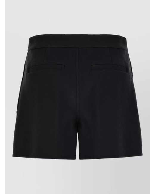 Sportmax Black Wool Low-Rise Cropped Tailored Shorts
