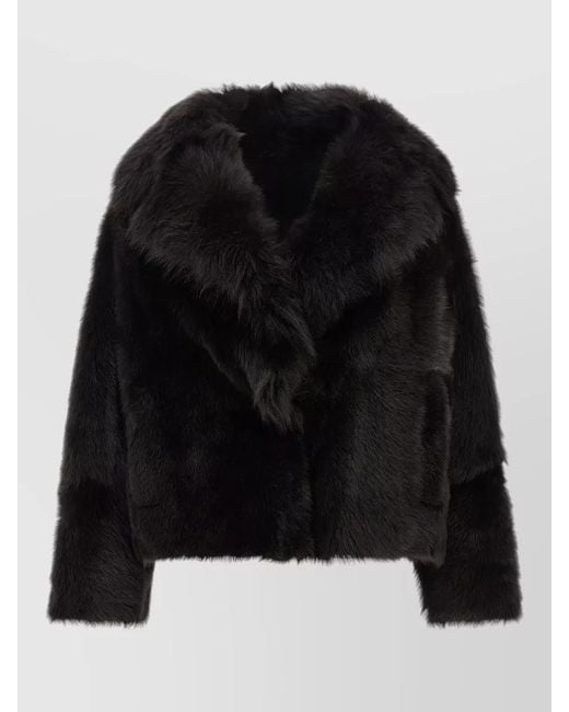 Blancha Black Toscana Faux Fur Cropped Coat
