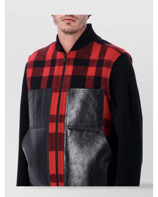 Junya Watanabe Blue Wool Checked Zip-Up Vest for men