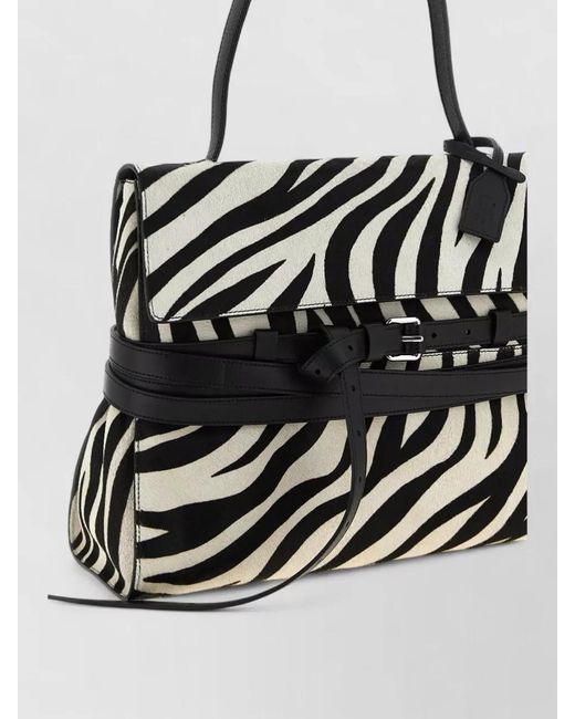 Moschino Black Tie Me Shoulder Bag Zebra Print