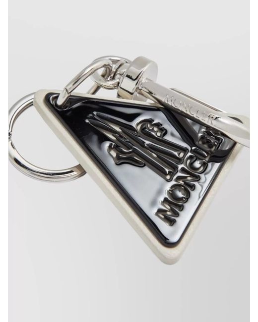 Moncler White Metal Keyring for men