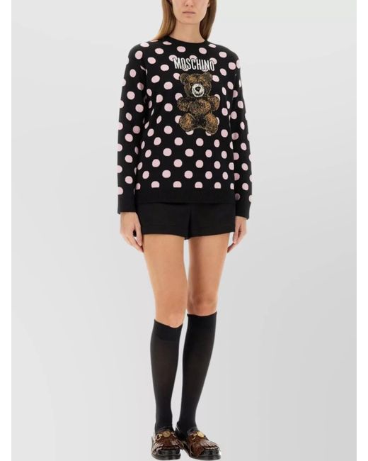 Moschino Black Bear Design Knitwear Polka Dots