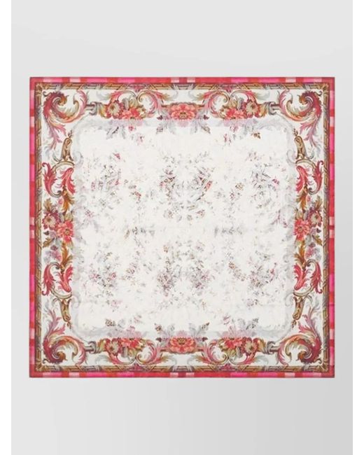 Pierre Louis Mascia White Silk Scarf Lightweight Rectangular Ornate Pattern