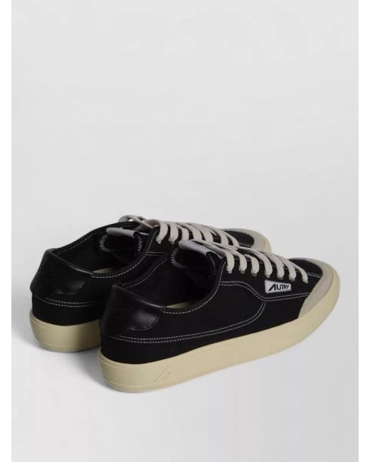 Autry Black Windscape Low Top Leather Canvas Sneakers for men