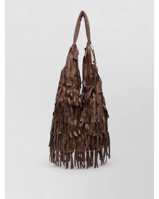 La Milanesa White Fringed Bucket Bag