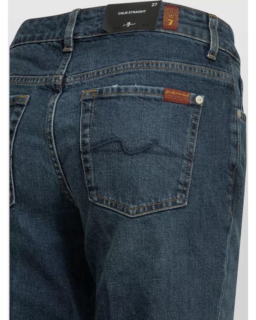 7 For All Mankind Blue Mid Rise Straight Leg Denim Jeans