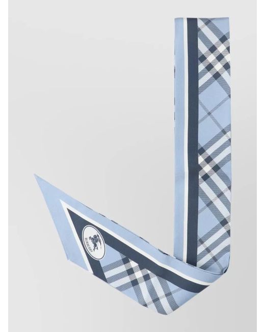 Burberry Blue Checked Rectangular Lightweight Soft Texture Scarf