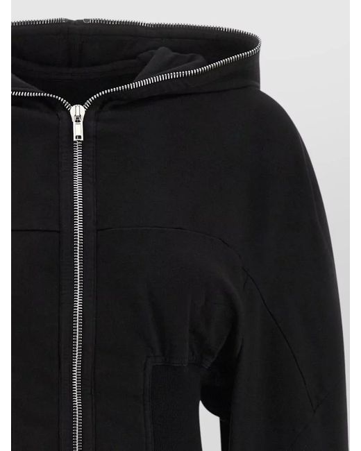 Rick Owens Black Collage Gimp Cropped Hooded Sweatshirt Jacket