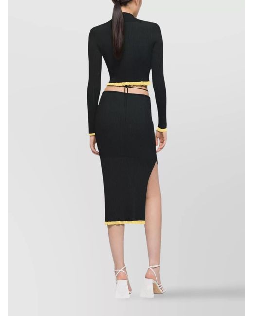 AZ FACTORY Black Ribbed Cropped V-Neck Cardigan