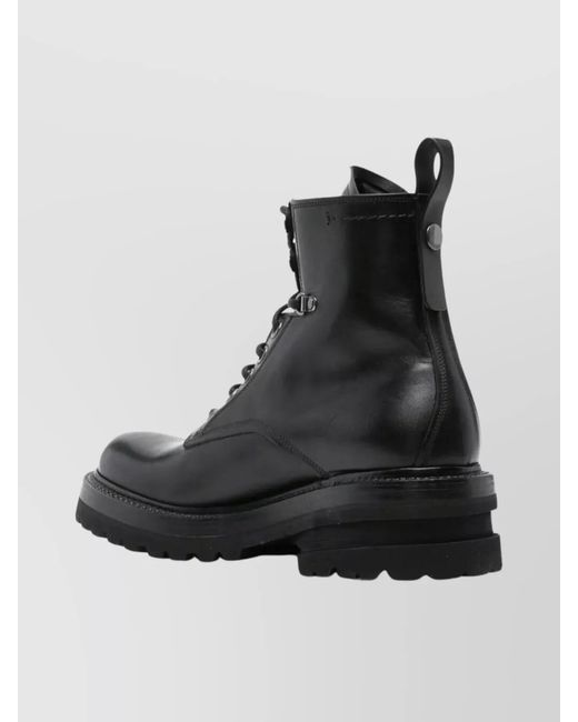 Premiata Black Calf Leather Military Boots for men