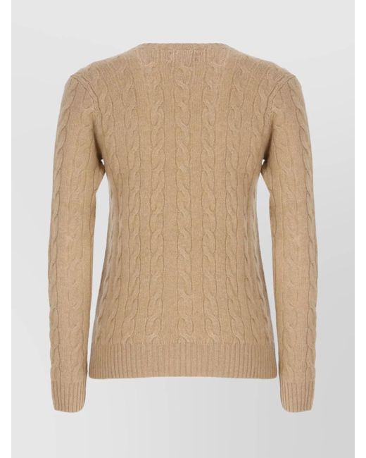 Ralph Lauren Natural Wool Cable Knit Crewneck Sweater