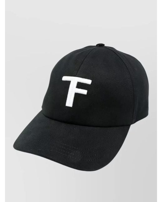 Tom Ford Black Cotton Baseball Cap Curved Peak Design for men