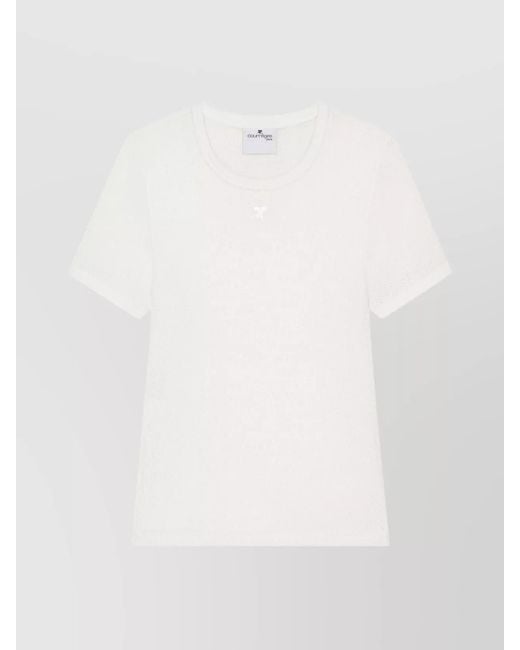 Courreges White Cotton Logo-Patch Short-Sleeve T-Shirt