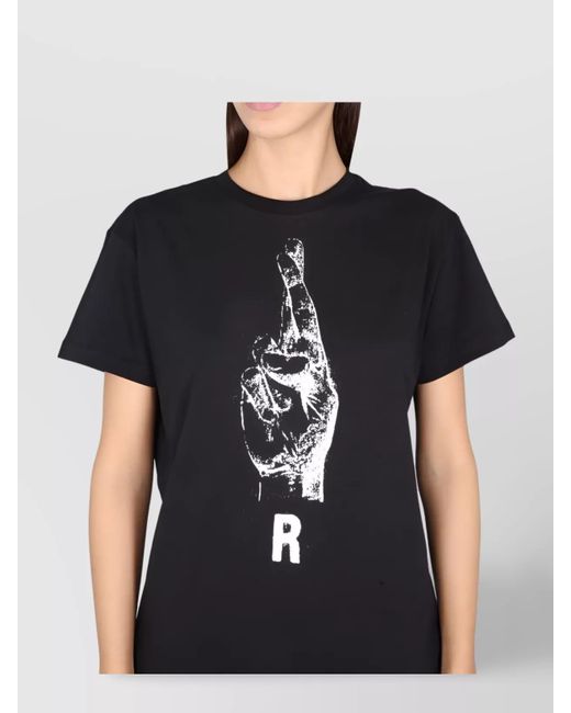 Raf Simons Black Logo Print Cotton T-Shirt