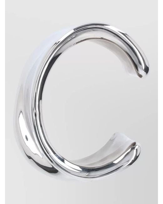 Courreges Gray Sculptural Open Cuff Bracelet Polished Finish