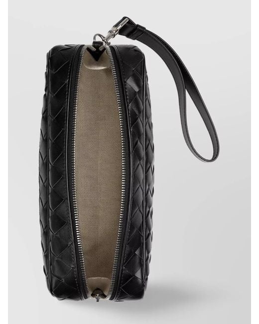 Bottega Veneta Black Leather Intrecciato Pouch for men