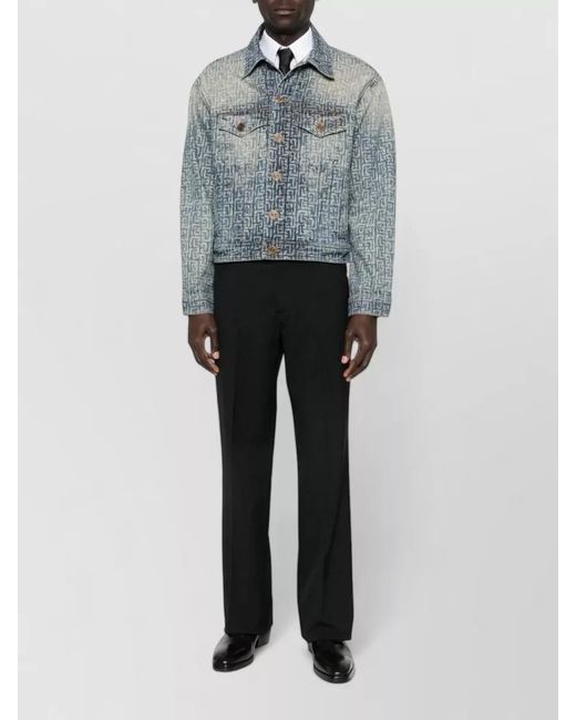 Balmain Blue Monogram Denim Jacket for men