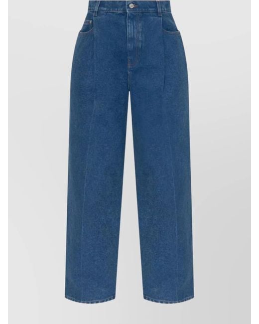 Marni Blue Wide-Leg Trousers With Pockets And Pleats