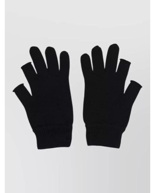 Rick Owens Black Fingerless Gloves Button Detail Ribbed Cuffs for men
