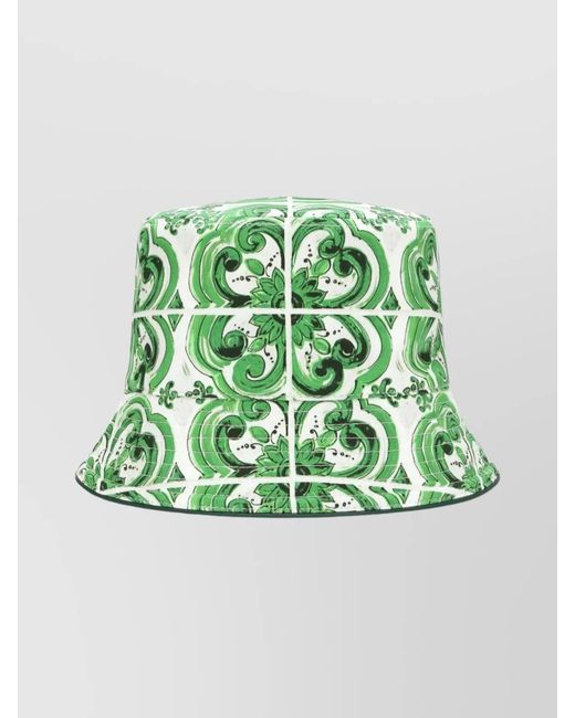Dolce & Gabbana Green Printed Bucket Hat for men