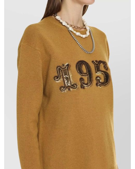 Max Mara Natural Cashmere Wool Sequin-Embroidered Jumper