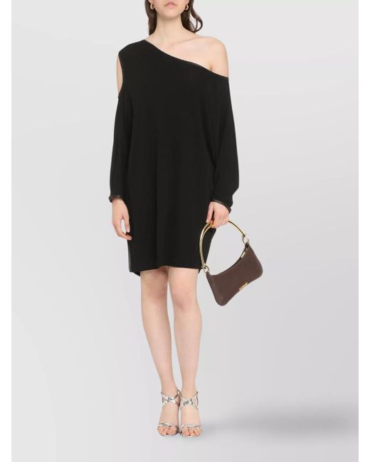 Tom Ford Black Off-Shoulder Asymmetric Mini Dress