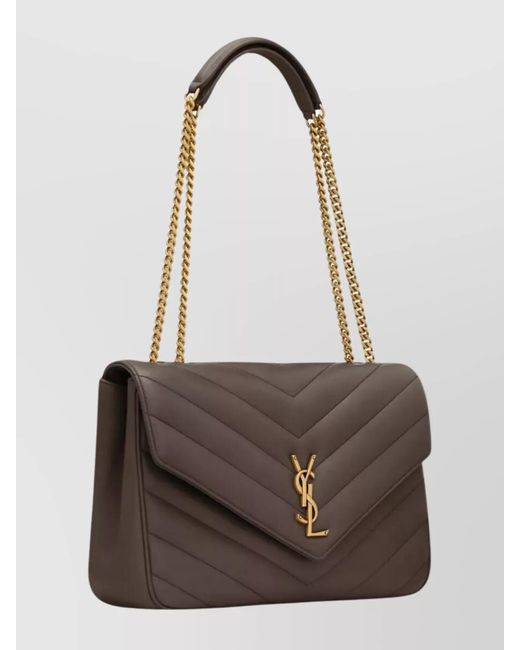 Saint Laurent Gray Lou Lou Large Leather Shoulder Bag