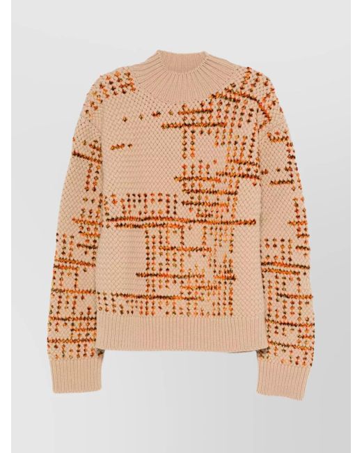 Dries Van Noten Natural Textured Knit Sweater Abstract Design for men