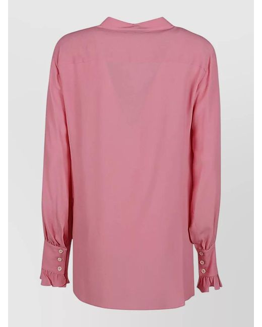 Seafarer Pink Milly Shirt Long Sleeves Ruffled Tie Neck