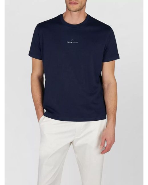 Paul & Shark Blue Logo Cotton Jersey Crew Neck T Shirt for men