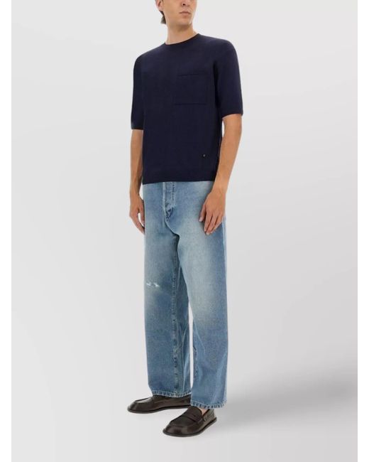 Moschino Blue Wool And Silk Sweater for men