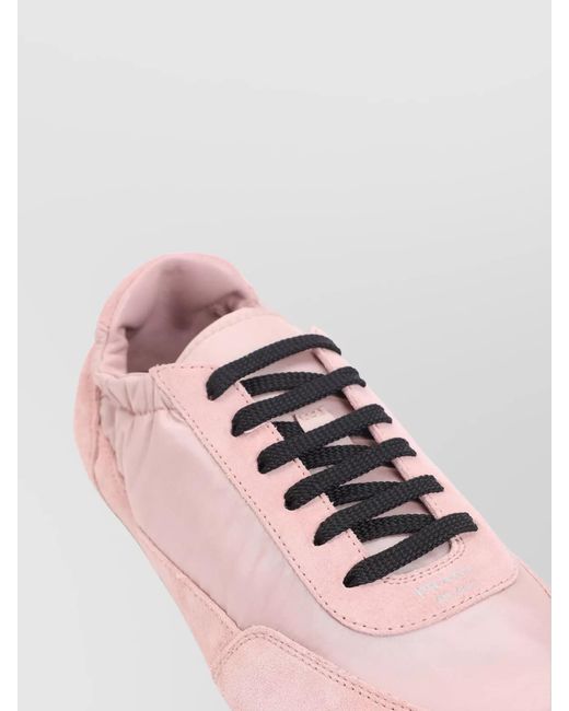 Prada Pink Re-Nylon And Suede Low-Top Sneakers