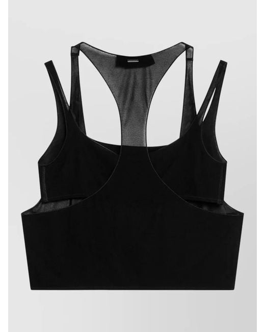 Gucci Black Mesh Top Double Straps Racerback Design
