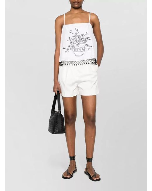 Max Mara White Tailored Shorts Tabacco Belt Loops Pockets