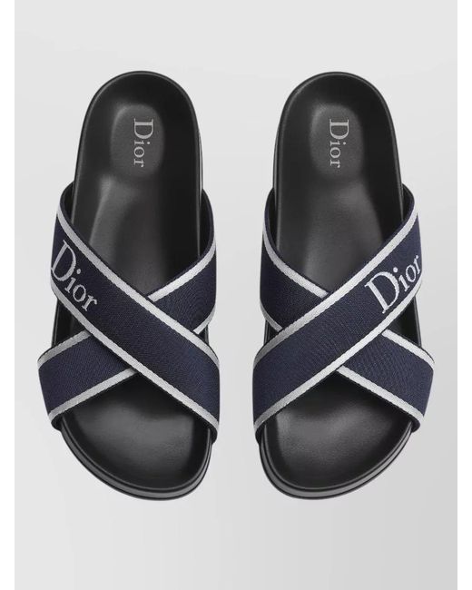 Dior Multicolor Open Toe Flat Sole Crossed Strap Slides for men
