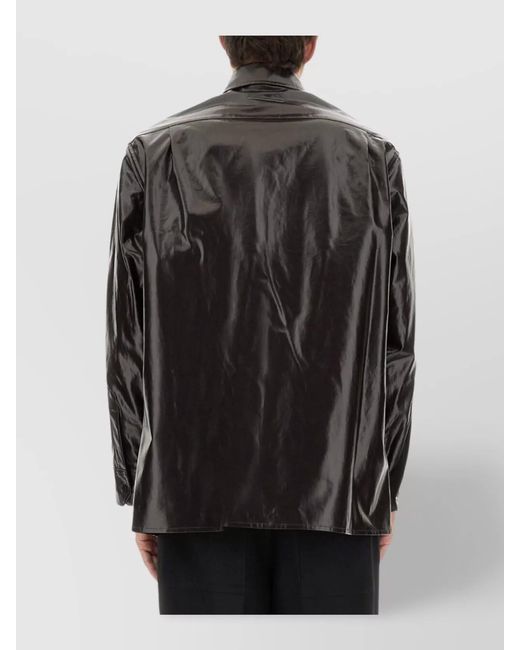 MM6 by Maison Margiela Black Shiny Linen Shirt for men