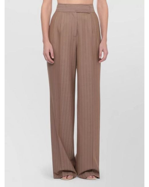 Etro Brown Wool Pinstripe Palazzo Pants High Waist