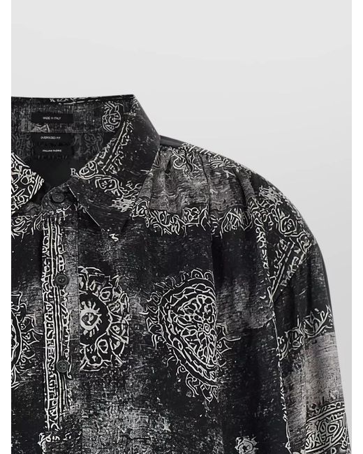 R13 Black Bubble Shirt Bandana Print Buttoned Cuffs
