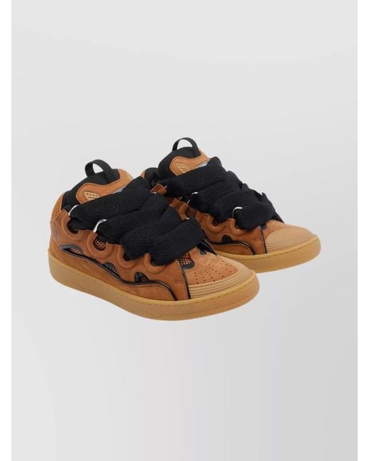 Lanvin Multicolor Suede Sneakers With Rubber Sole And Pull Tab for men