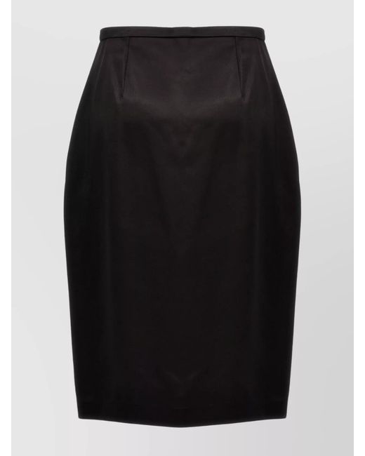Saint Laurent Black Satin Pencil Skirt