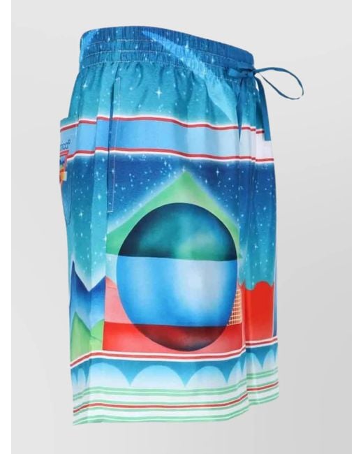Casablanca Blue Silk Straight-Leg Track Pants for men