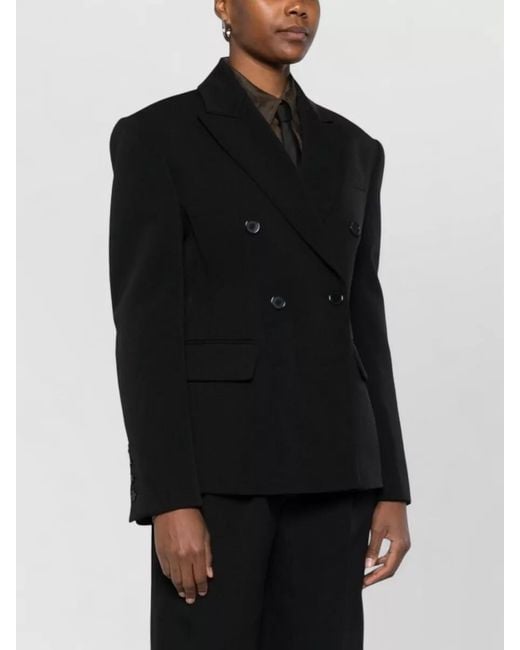 Frankie Shop Black Doyer Double Breasted Tailored Blazer Jacket